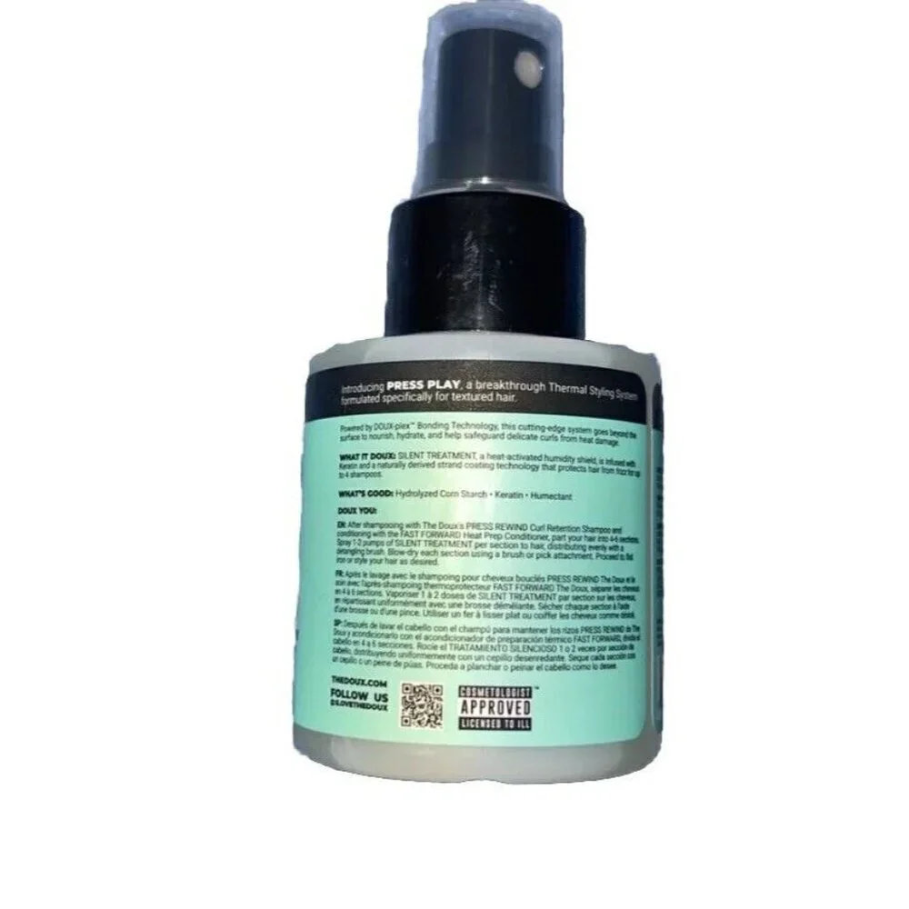 The Doux Silent Treatment 30-Day Thermal Heat Protectant Anti Humidity Spray 2oz